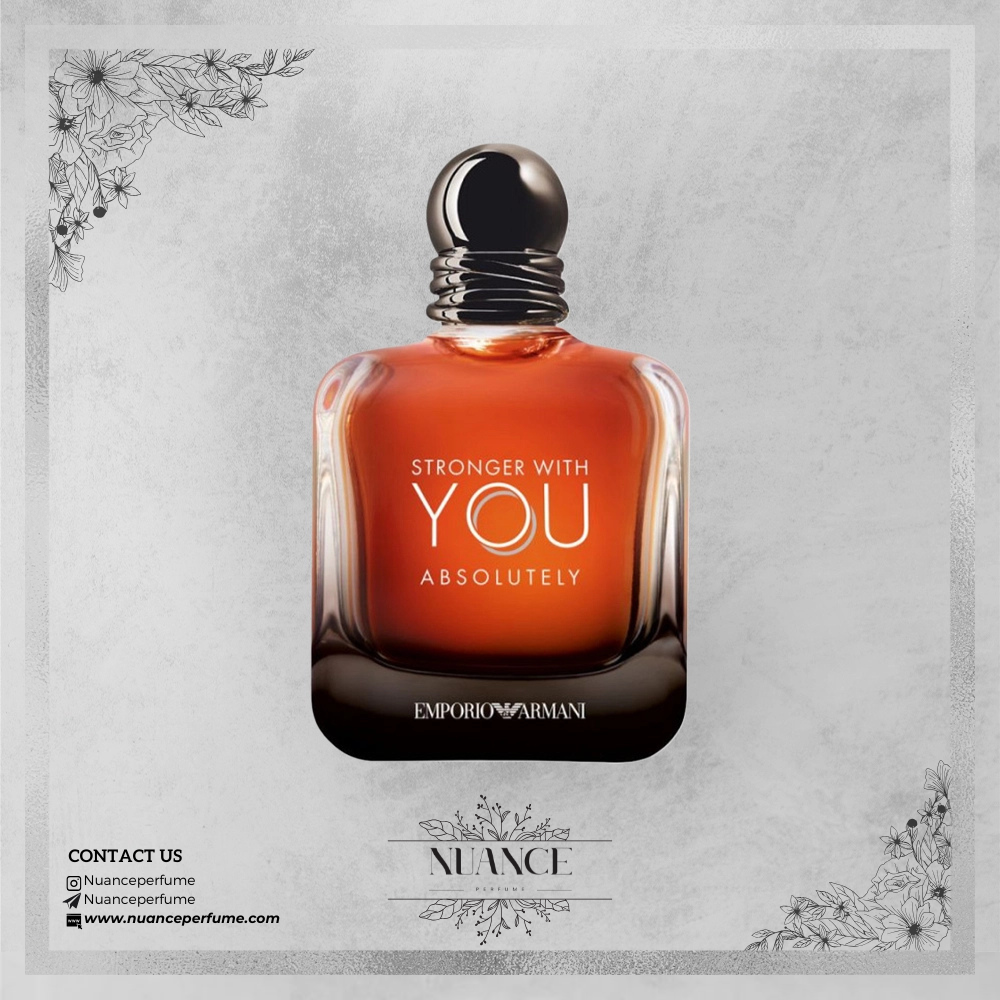 عطر Stronger With You Absolutely از برند Armani با بطری قهوه‌ای و طراحی کلاسیک