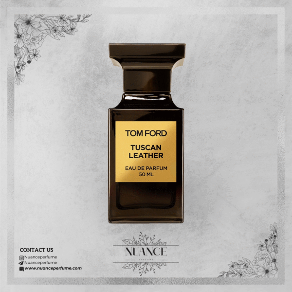 عطر Tuscan Leather از Tom Ford با بطری تیره و لیبل طلایی