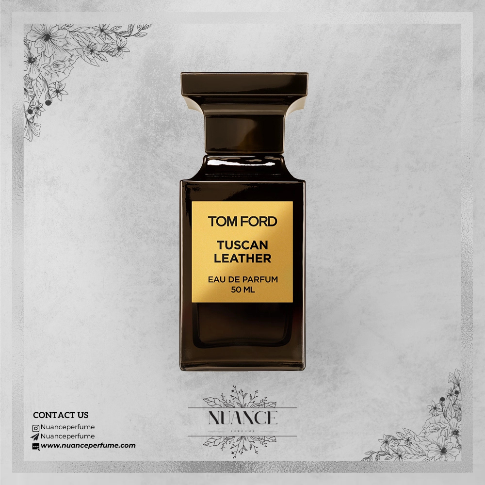 عطر Tuscan Leather از Tom Ford با بطری تیره و لیبل طلایی