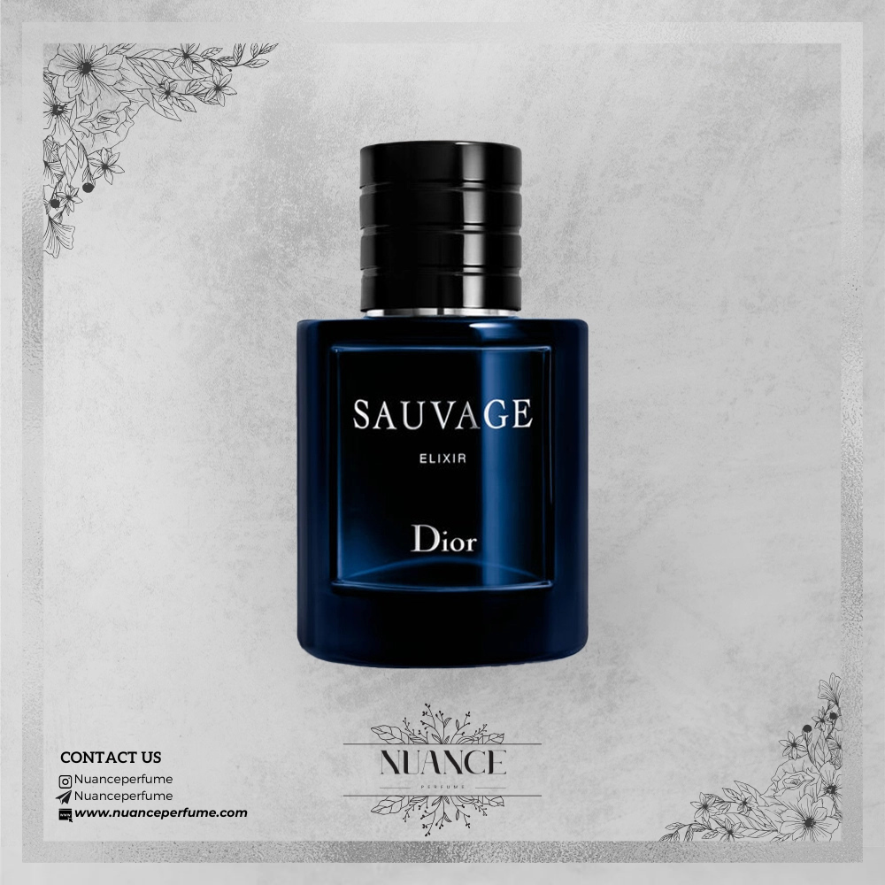عطر Sauvage Elixir دیور با بطری تیره آبی و طراحی کلاسیک مردانه