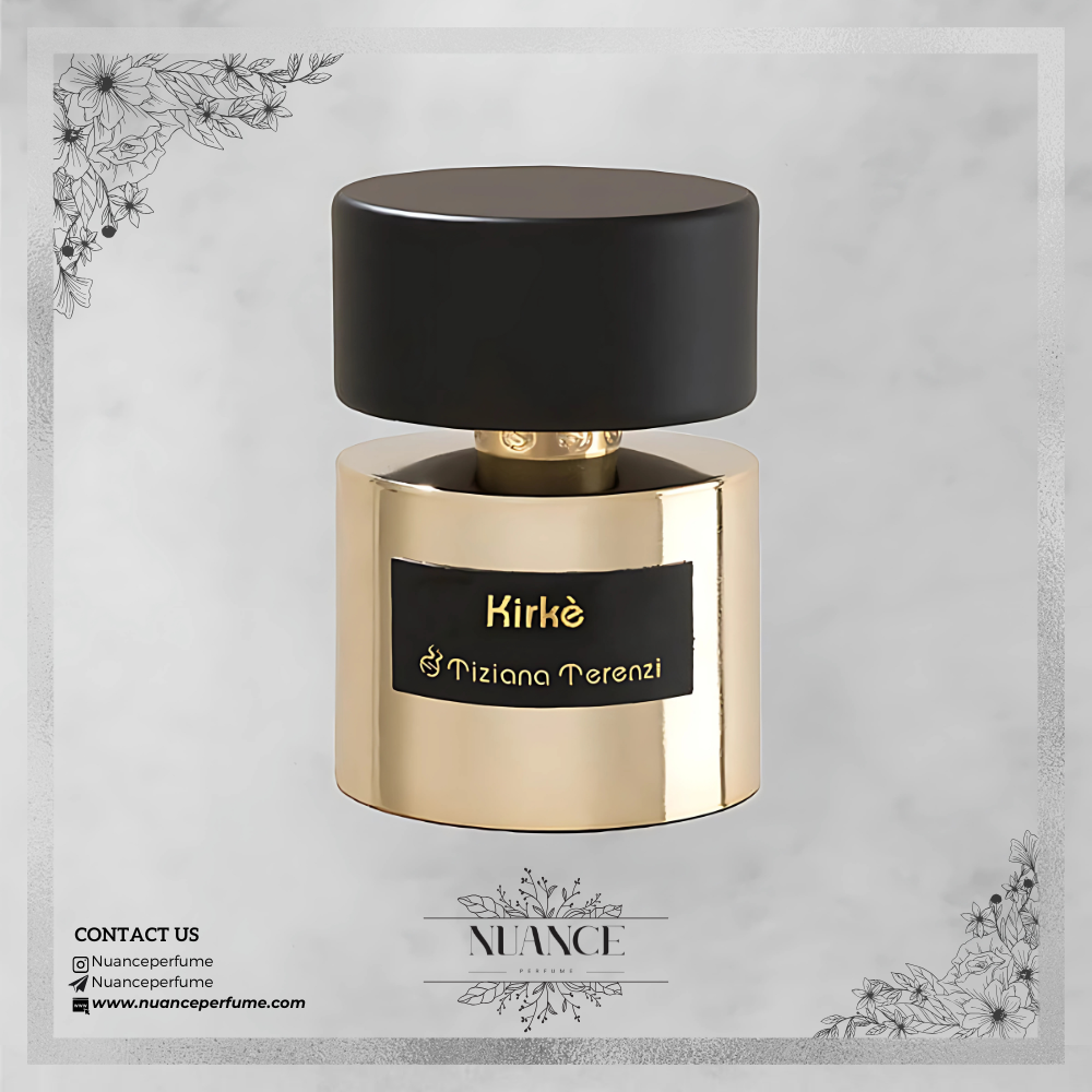 عطر Kirkè از برند Tiziana Terenzi با بطری طلایی و درب مشکی