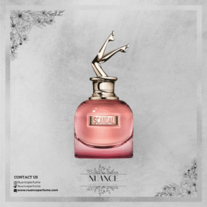 عطر Scandal اصل از برند Jean Paul Gaultier با بطری صورتی و درپوش طلایی پا شکل