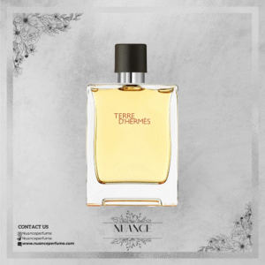 عطر Terre d’Hermès با بطری شفاف و درپوش مشکی از برند فرانسوی Hermès