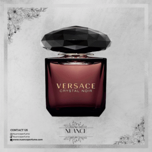 عطر Versace Crystal Noir با بطری بنفش تیره و درب کریستالی مشکی از برند ورساچه